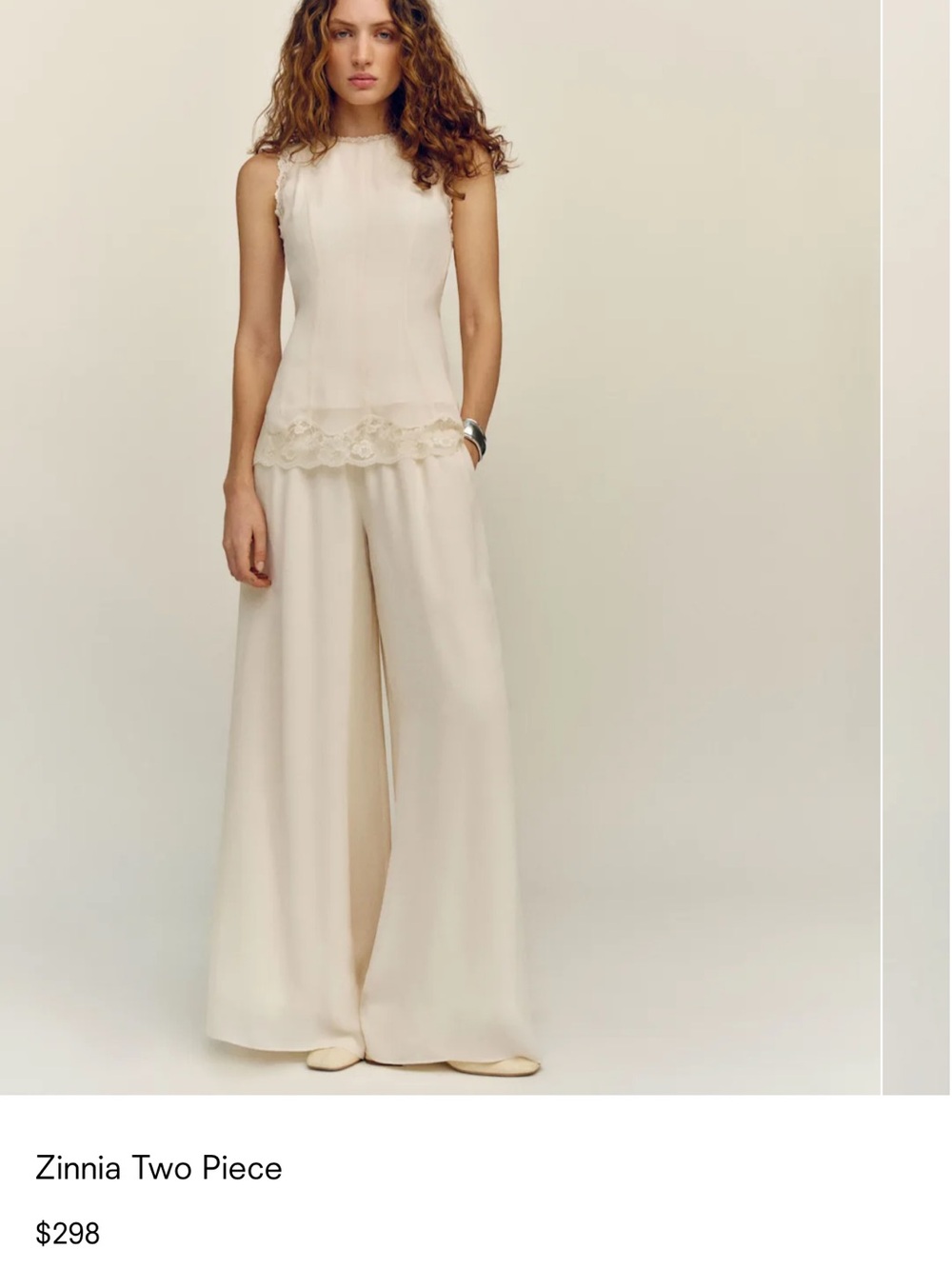 Reformation Cream Wide-Leg Zinnia Pants & top